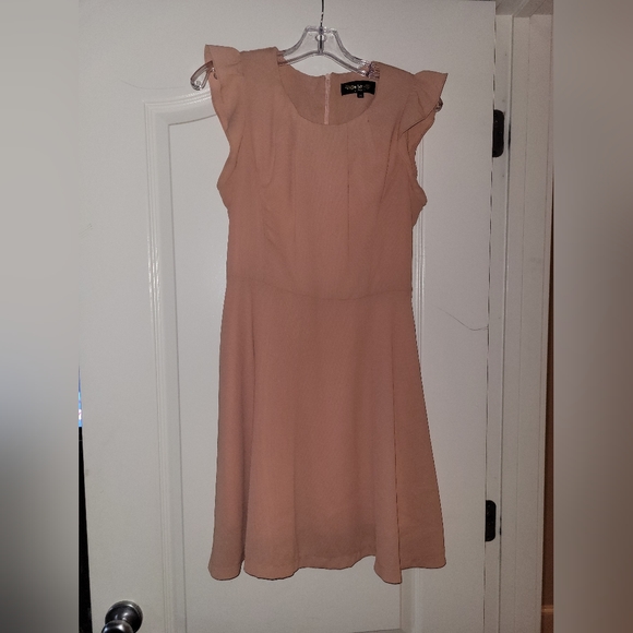 Women's Peach/Light Pink Dress with Ruffles on Shoulders - Picture 1 of 4